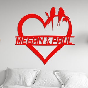 Arte de pared de metal con forma de corazón personalizado, regalo de San Valentín, regalo perfecto para parejas, regalo de aniversario, boda, prometida, novia, esposa
