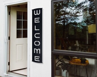 Vertical Welcome Metal Sign, 16 Gauge Steel Front Porch Decor