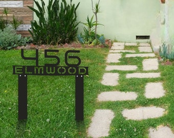 Personalized Metal Address Sign, Modern Address Sign with Stakes, Address Sign for Lawn, Realtor Gift Idea