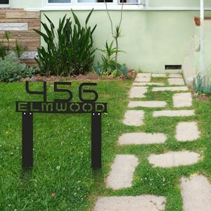 Personalized Metal Address Sign, Modern Address Sign with Stakes, Address Sign for Lawn, Realtor Gift Idea