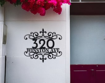 Personalized Stylish Metal Address Sign, House Numbers