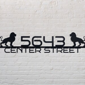 Adresbordje leeuw, op maat gemaakte metalen huisnummerplaat