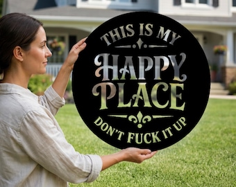 This Is My Happy Place Metal Sign, Funny Patio Bar Wall Decor