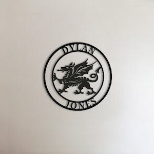 Sinal de metal personalizado, presente Cymru, arte de parede de metal personalizada, arte de parede de metal de dragão galês, presente personalizado