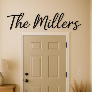 Letrero familiar de metal personalizado, texto personalizado, palabras cursivas para la pared, palabras de metal modernas, regalo para padres, regalo de inauguración de la casa