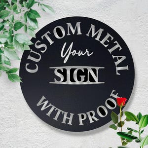 Placa de metal personalizada com logotipo, placa externa personalizada, placa de bar personalizada, placa de círculo de qualquer formato, placa de loja à prova d'água, placa comercial grande