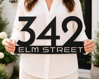 Personalized Address Sign, Custom House Number Plaque, Modern Metal Exterior Decor, New Home Gift