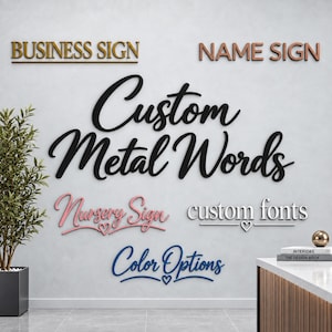 Custom Metal Word, Your Custom Text, Custom Name Script Metal Sign, Personalized Wall Decor, Housewarming Gift