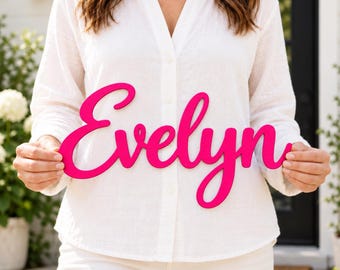 Personalized Metal Name Sign, Custom Script Wall Art, Christmas Gift for Her, Color Options