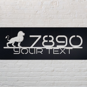 Lion House Number Sign, Custom Metal Address Plaque