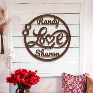 Regalo personalizado del día de San Valentín, letrero de metal personalizado, regalo de novia, regalo de aniversario, regalo de prometido, signo de nombre de amor, regalo de boda, signo de amor