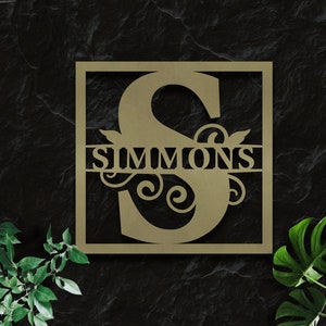 Arte de parede de metal personalizada, sinais de metal personalizados, decoração de parede com monograma, sinal de sobrenome, sinal de nome de família, presente de casamento, arte de metal personalizada