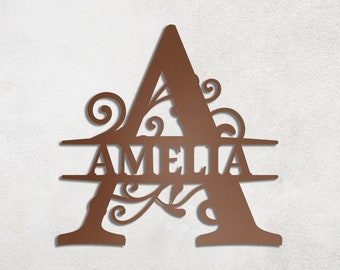 Custom Metal Name Sign, Personalized Wall Decor, Monogram Initial
