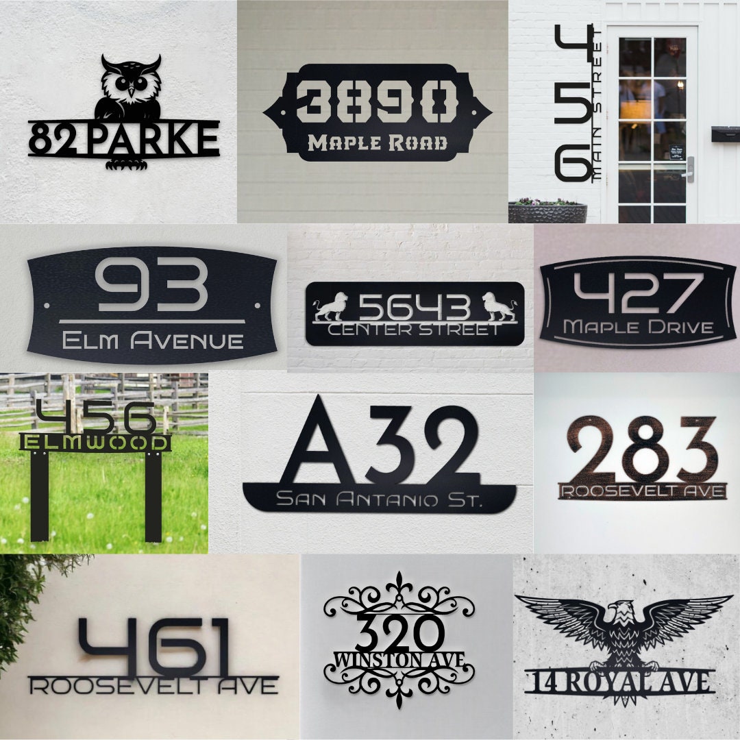 Modern Metal House Number Sign, Custom Street Name Address Plaque - Etsy