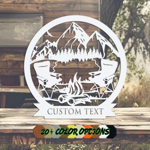 Arte de parede de metal para fogueira personalizada, placa de acampamento, placa de acampamento, decoração de trailer, placa de fogueira, placa de metal, decoração personalizada para acampamento ao ar livre