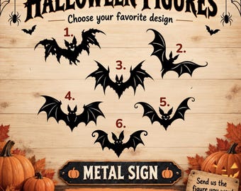 Halloween Bat Metal Sign, Spooky Wall Decor, Custom Outdoor Yard Art