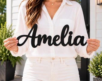 Personalized Metal Name Sign, Christmas Gift for Her, Custom Script Wall Decor