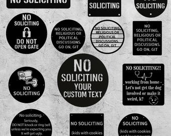 No Soliciting Metal Sign, Outdoor Sign, Any Sign Shape, Your Custom Text, Do Not Disturb No Knocking Sign, Laser Cut