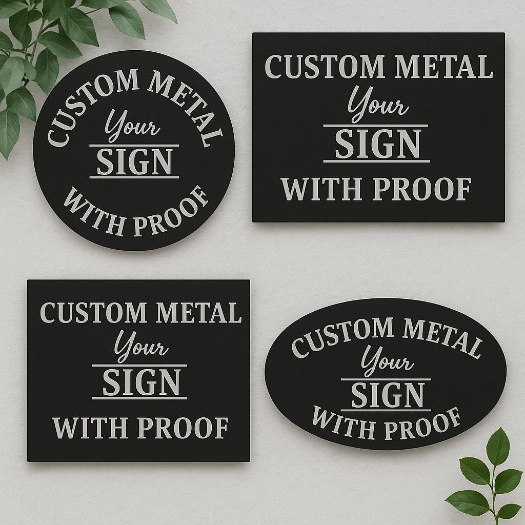 Letrero metálico personalizado para exteriores, redondo, cuadrado, rectangular, de cualquier forma, arte de pared metálico personalizado, regalo perfecto.