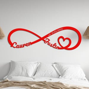 Letrero de metal con símbolo de infinito, regalo de San Valentín, letrero de infinito con forma de corazón personalizado, regalo de aniversario, boda, prometida, novia, esposa, regalos para parejas