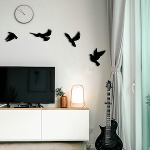 Arte de parede de metal de pássaros, decoração de parede de metal minimalista, arte de parede de metal elegante para casa, diferentes estilos de pássaros, opções de cores