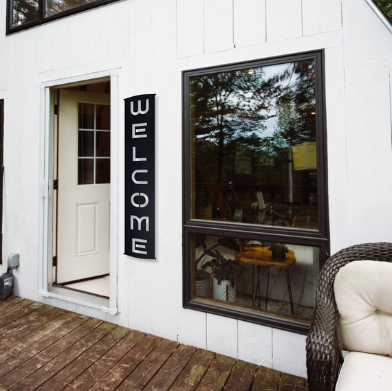 Vertical Welcome Metal Sign, 16 Gauge Steel Front Porch Decor