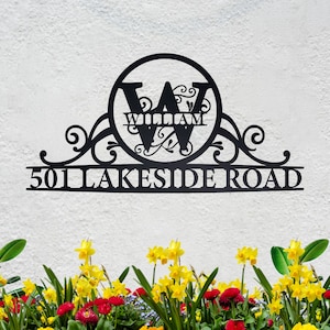 Letrero de dirección de metal elegante personalizado: decoración duradera para el hogar al aire libre, letrero de nombre y dirección personalizado y elegante