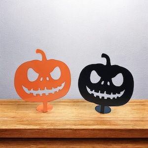 Enfeite de mesa Jack-O-Lantern de metal personalizado | Decoração de abóbora de Halloween | Decoração de mesa assustadora | Centro de mesa de Halloween personalizado