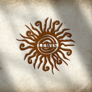 Personalized Metal Sun Wall Art - Custom Name Sign - Outdoor Decor