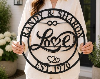 Personalized Metal Love Sign, Valentines Day Gift, Anniversary Couple Gift, 12 Designs