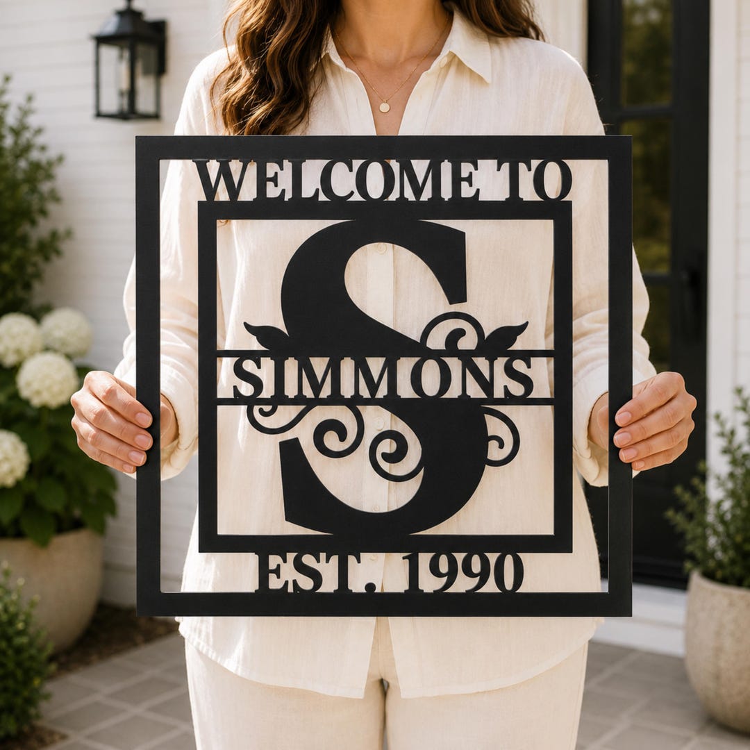 Custom Metal Family Name Sign, Square Wall Art, Personalized Home Decor ...