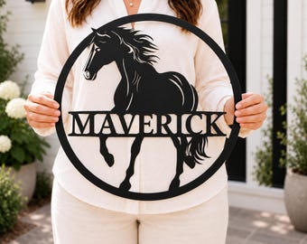 Personalized Horse Name Sign, Custom Stable Metal Art, Christmas Gift for Horse Lovers