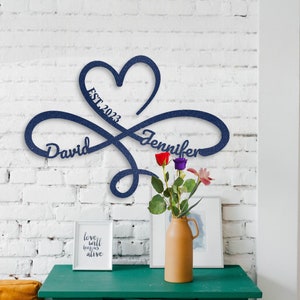 Ewige Liebe Symbol Metallschild - Weihnachtsgeschenke, personalisiertes Herz Infinity Metallschild für Jahrestag, Hochzeit und Verlobten Geschenk