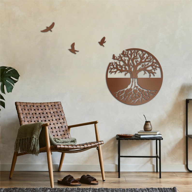 Tree of Life With Birds Metal Wall Art Metal Wall Art Tree Etsy