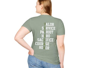 Military Tribute T-Shirt: Valor, Dienst, Dienst, Anhänger, Held