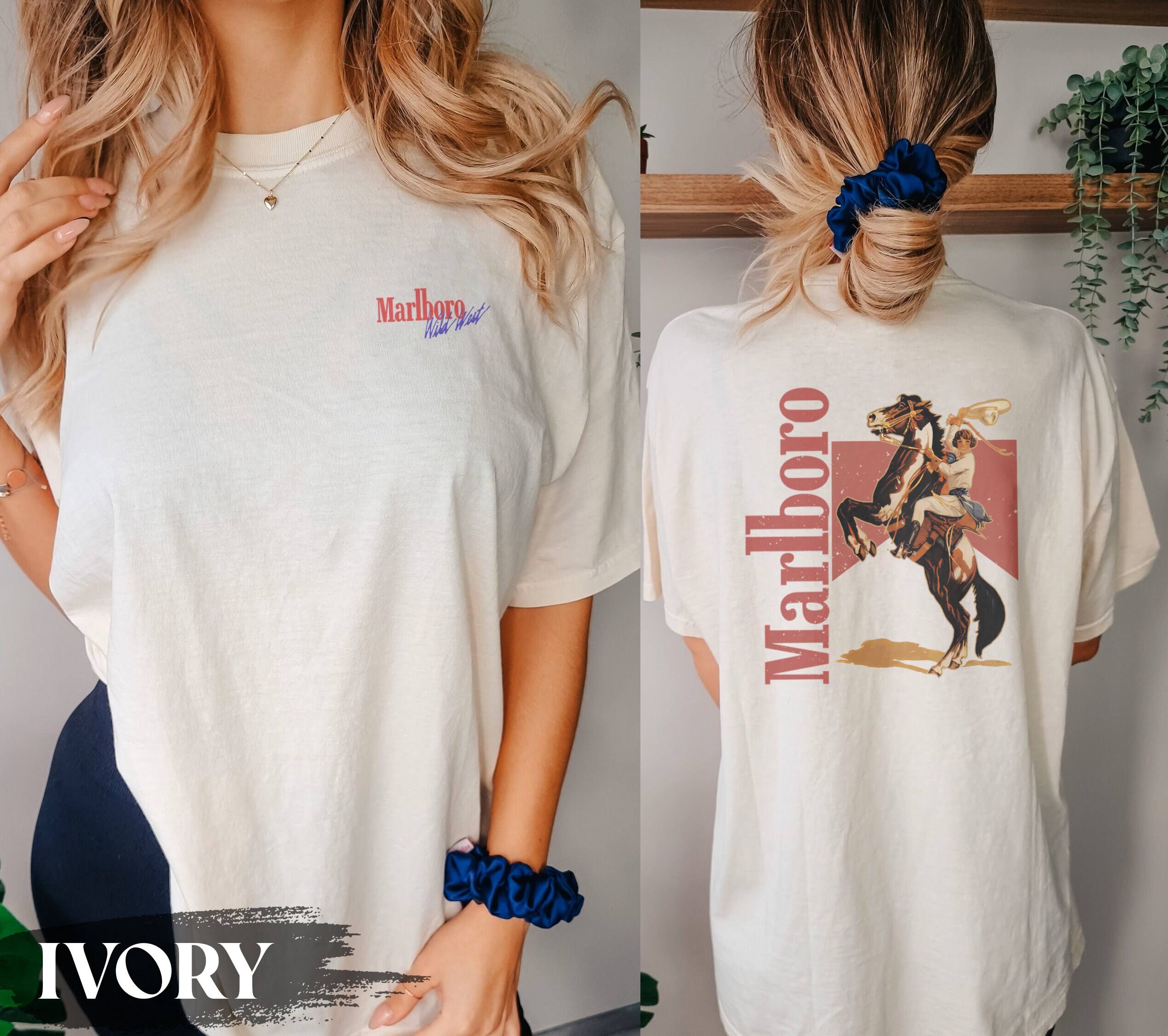 Discover Maglietta Vintage Marlboro Cowboy Wild West T-shirt