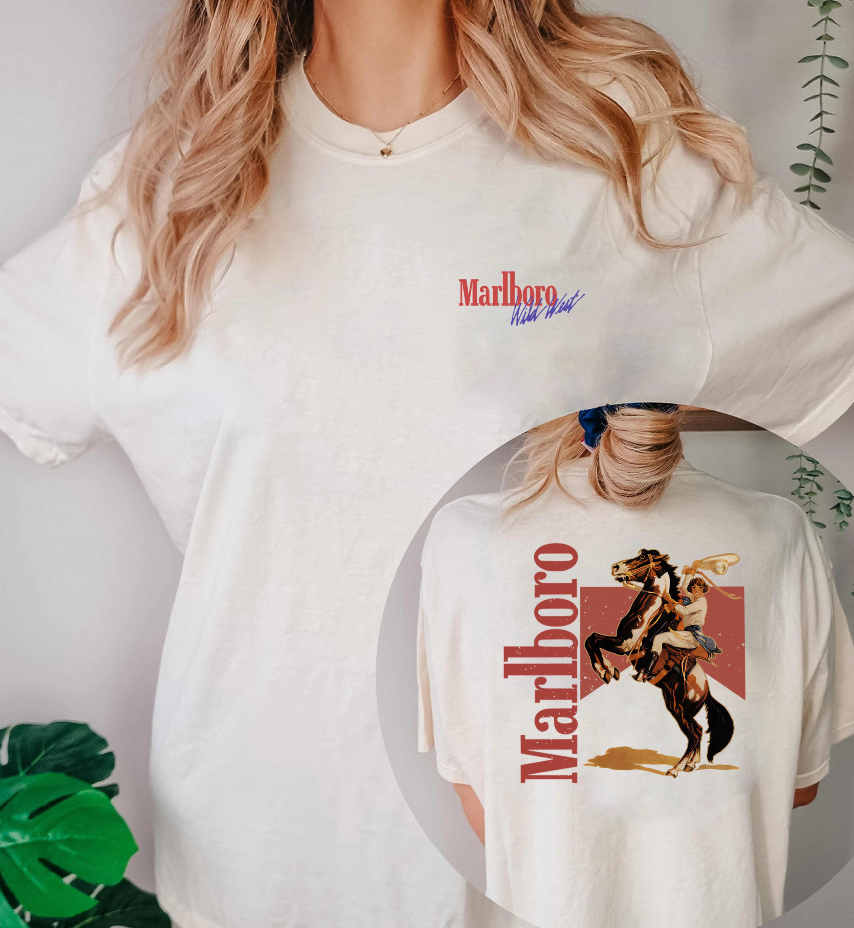 Discover Maglietta Vintage Marlboro Cowboy Wild West T-shirt