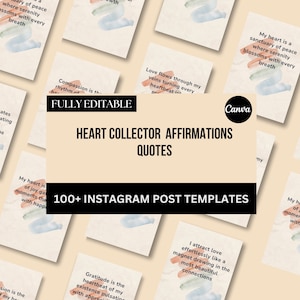 Heart Collector Affirmation Instagram Quotes: Canva Templates (Digital Download)