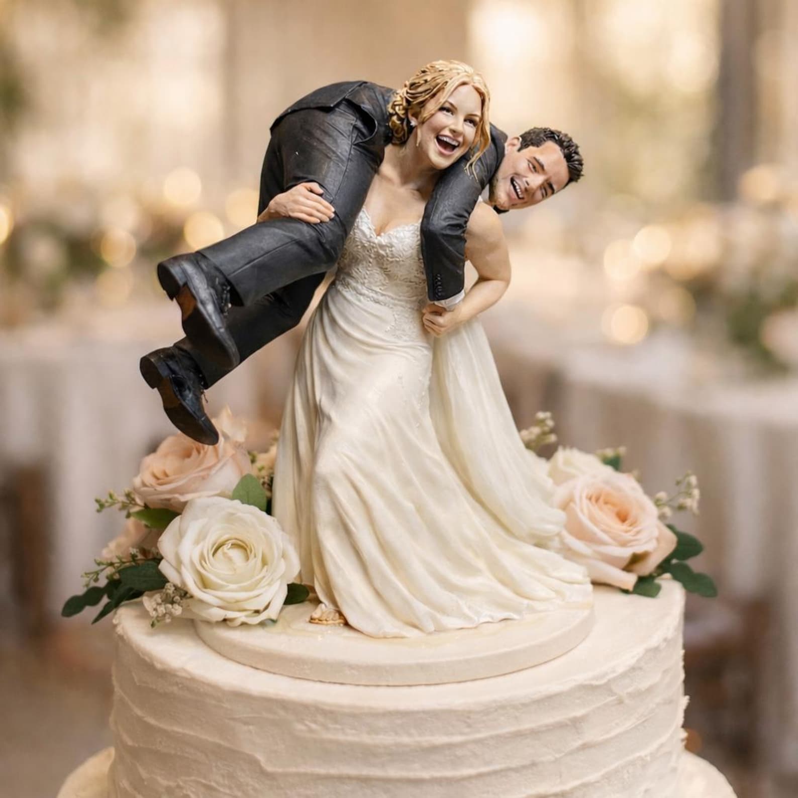 Funny Wedding Cake Topper Custom Bride Dragging Groom | Personalized Funny Wedding Cake Topper Custom Bride Dragging Groom | Personalized
