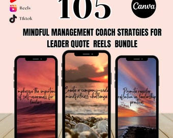 105 Mindful Management Coach Strategies For Leader Reels Video Bundle für Instagram Story, YouTube Shorts Tiktok, Canva Editierbare Vorlagen