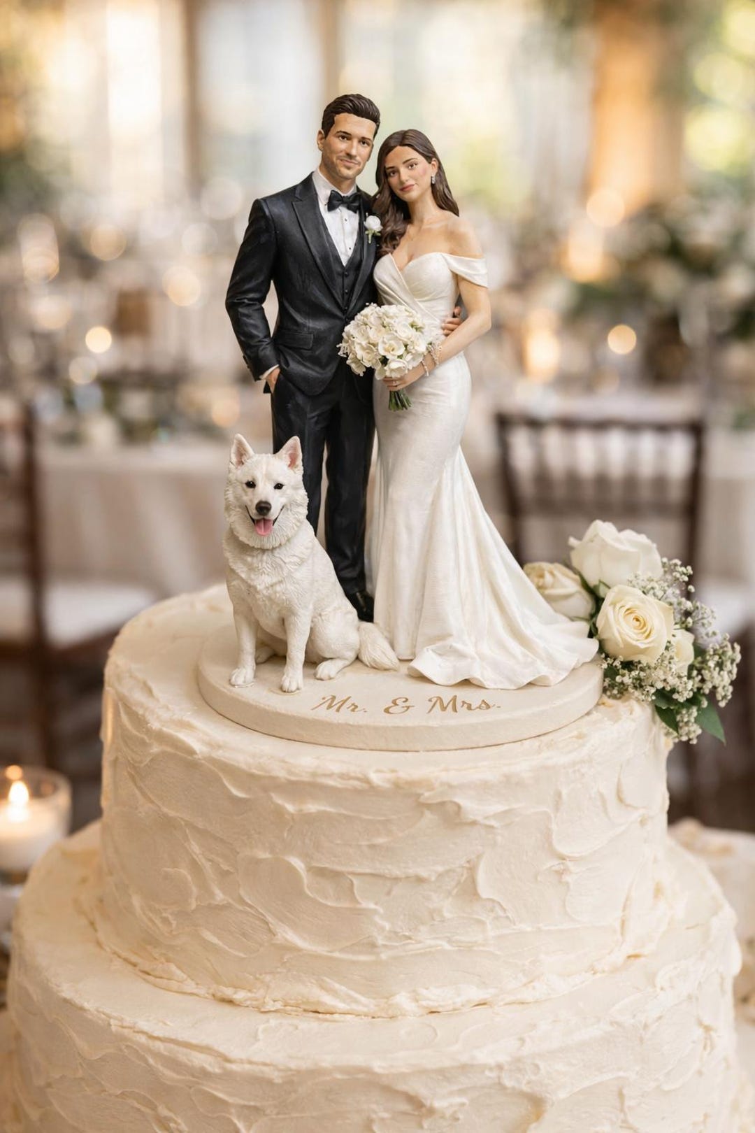 Custom Dog Wedding Cake Topper From Photo Personalized Pet Wedding Cake ...