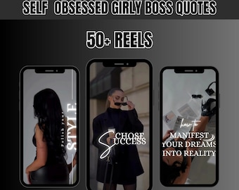 Self Obsessed Girl boss Quotes Video Reels bundle, Instagram story, canva editable templates, faceless social media marketing, Lady boss