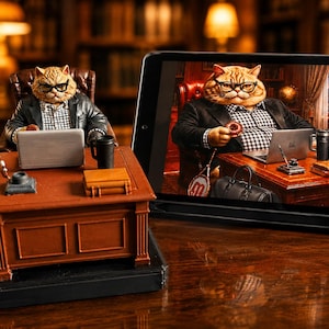 Custom 3D Figures From Photo Funny Cat Figurine | Personalized Cat Humor Sculpture | Quirky Desk Decor Gift for Cat Parents & Cat Lovers