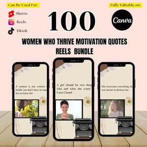 Women Who Thrive: 100 Motivation Reels - Canva Templates (Digital Download)
