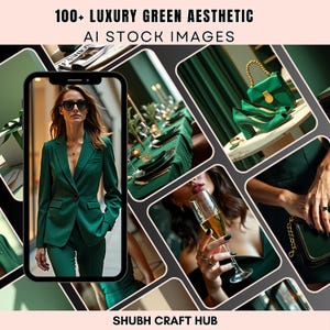 Emerald Green Faceless Stock Photos|Luxury Aesthetic Branding And Marketing| Business Reels & Neutral Social Media Content, Ai Photos Bundle
