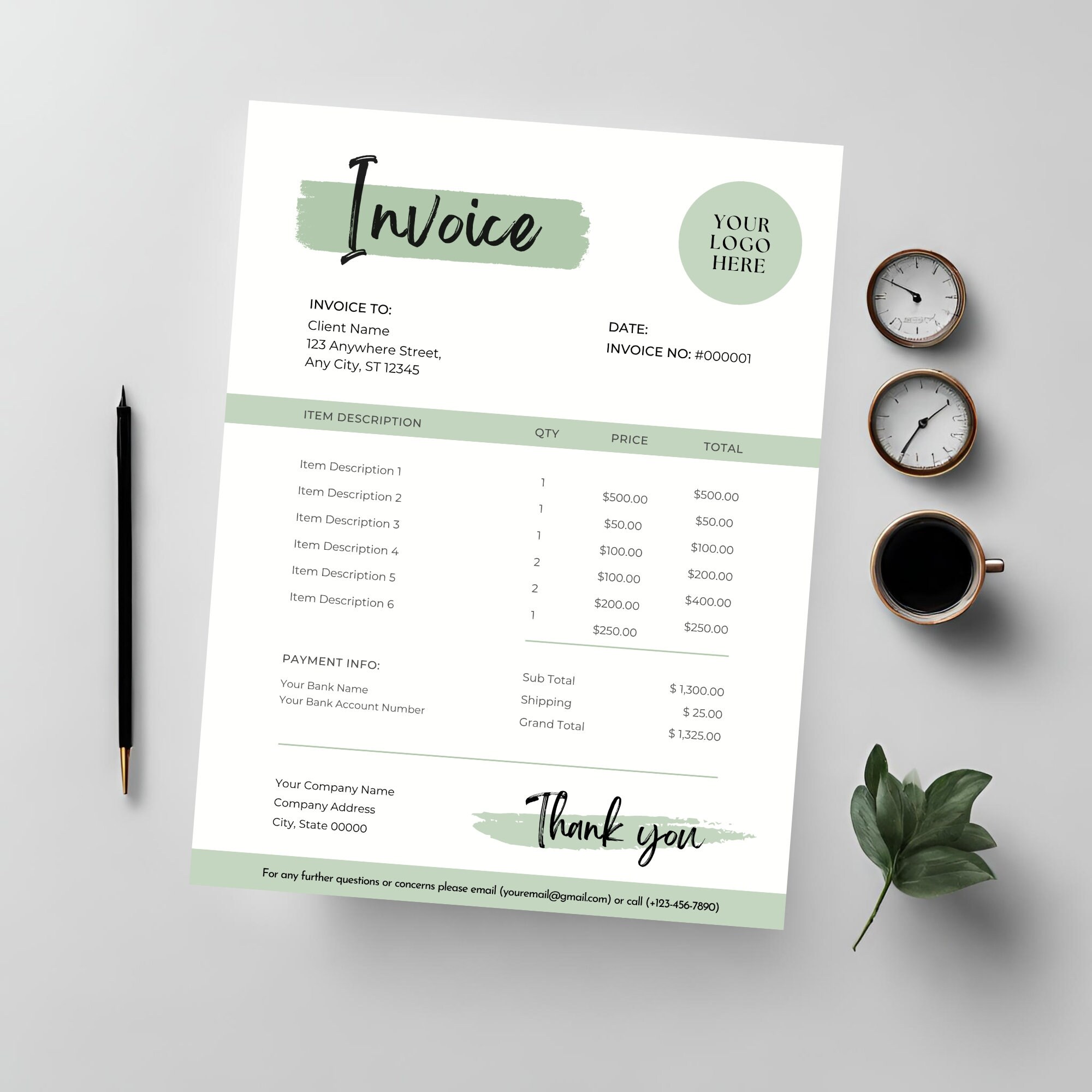 Small Business Invoice Template for Restaurant, Editable Canva Invoice ...