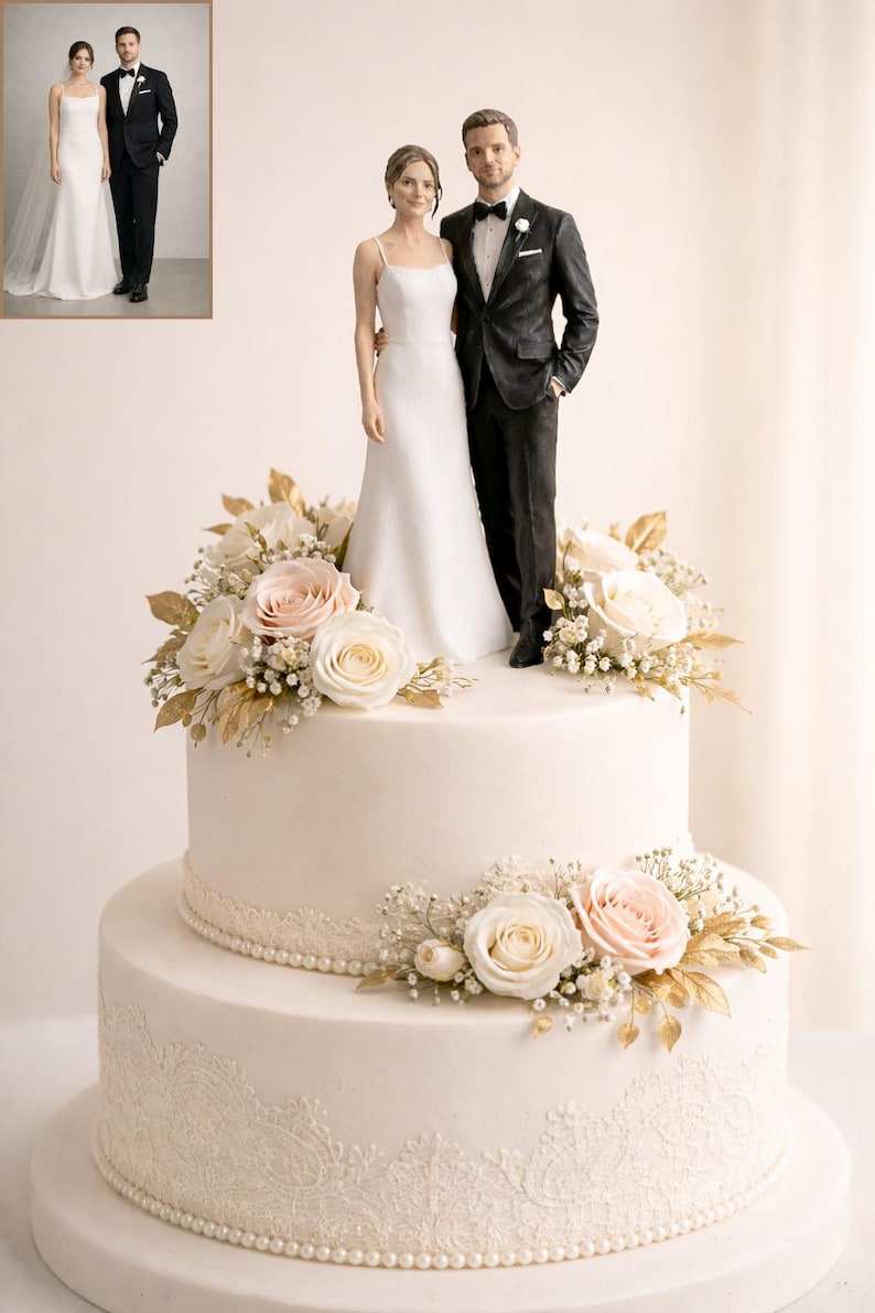 Custom Wedding Cake Topper From Photo | Personalized Bride & Groom Cake ...