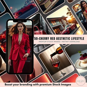 Cherry Red Aesthetic Stock Photos | Faceless Branding And Digital Marketing Images for Instagram Reels & Social Media