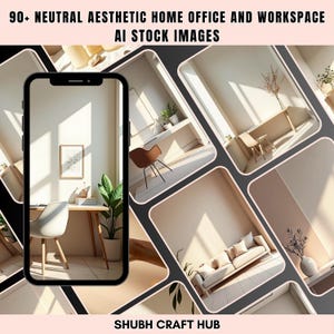 Pacote de fotos de estoque de interiores neutros | Download digital de interiores modernos e minimalistas de escritórios e residências | Capa do Instagram Reel de empreendedores