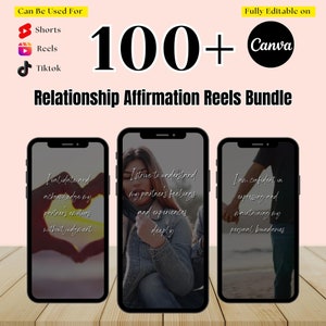 Relationship Affirmation Video Bundle for Couples & Coaches,Instagram Reels,TikTok, YouTube Shorts,Canva Editable Templates, Inspirational